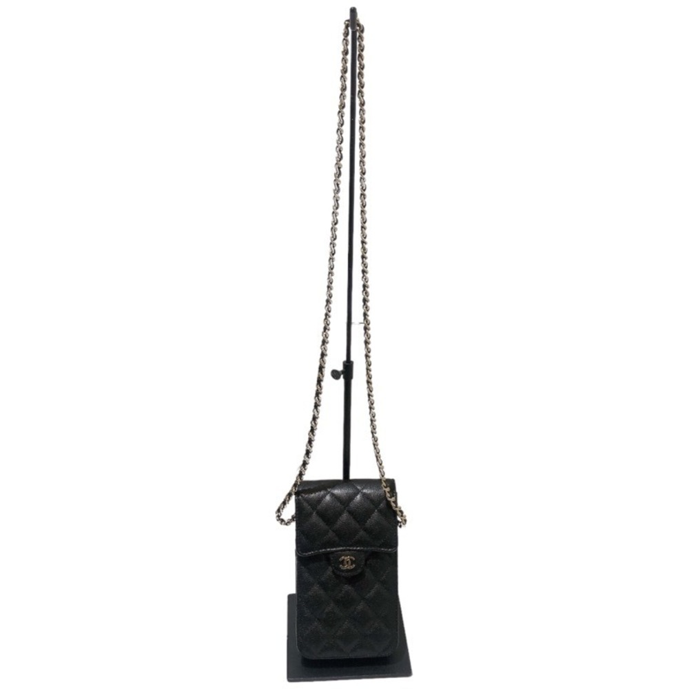 CHANEL Phone Pouch Black Caviar Skin Shoulder Bag - Picture 2 of 11